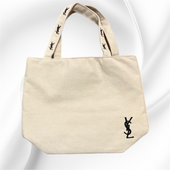 YSL Beauty Parfums Cosmetic Tote Bag- White/Beige - Picture 1 of 13